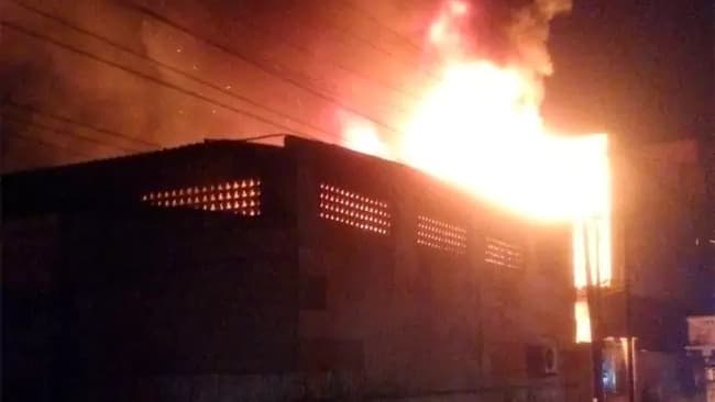 కానూరులో ఫ్రోజెన్ ఫుడ్స్ సంస్థ దగ్ధం..